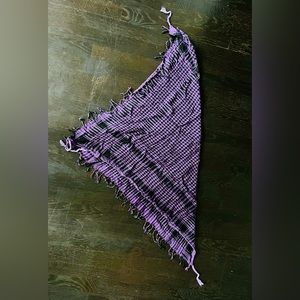 Purple woven scarf. Checkered black and purple